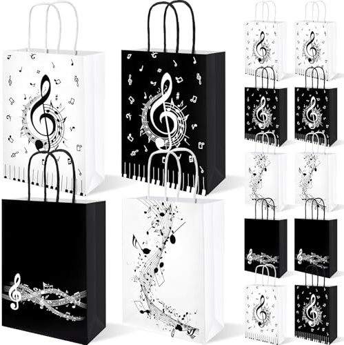 24 Stück Musiknoten Geschenktüten Musiknoten Papier Geschenktüten für Social Media Musik Thema Geburtstag Party Baby Shower Musik Thema Party Supplies
