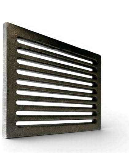 Lunaway - Rejilla de hierro fundido para cenizas | Dimensiones 19,5 x 23,4 cm | Grosor 1,2 cm | Parrilla de hierro fundido macizo resistente al calor, ideal para recoger cenizas en chimeneas, estufas y chimeneas térmicas