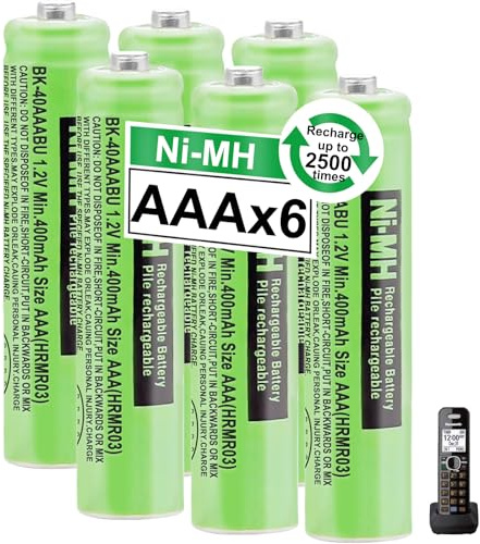 OSIM 6Pack BK-40AAABU Ni-MH AAA Rechargeable Batteries 1.2V AAA Ni-MH Rechargeable Batteries 400mah for Panasonic Cordless Phones, Remote Controls, Electronics