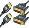Thsucords 4K HDMI to DVI Cable 2M 2Pack, Gold-Plated & Braided DVI to HDMI Cable Bi Directional Compatible with Projector, Laptop, TV, PC, DVD Player