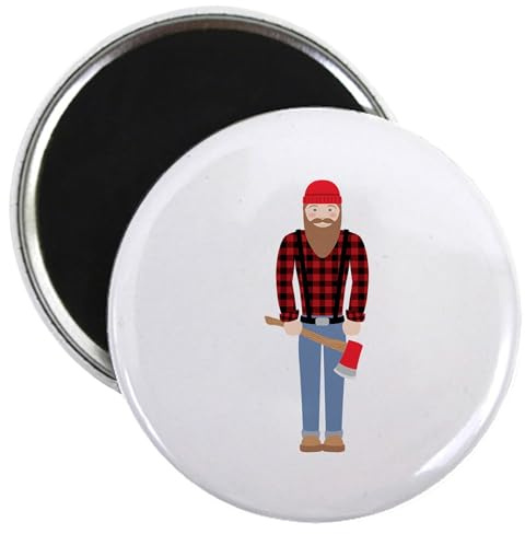 CafePress Lumberjack Logging Man Axe Magnets 2.25 Round Magnet (10 pack)