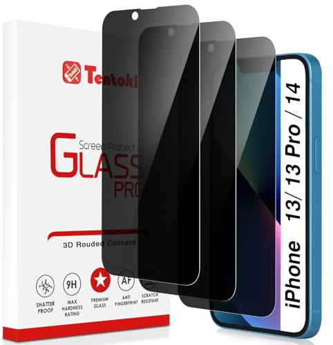 Tentoki Privacy Pellicola Protettiva Copertura Totale per iPhone 13/13 Pro / 14, vetrino anti-spy [3 Pezzi] anti graffio, durezza 9H