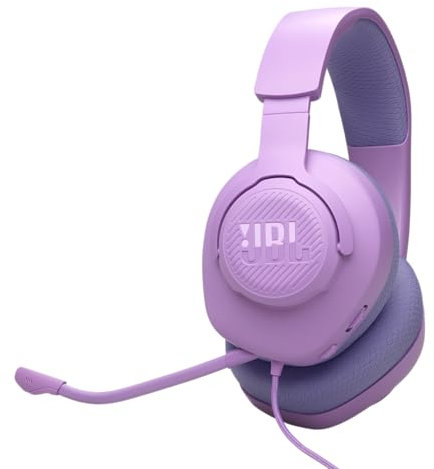 JBL Quantum 100M2 Kabelgebundenes Over-Ear Gaming Headset mit JBL QuantumSOUND Signature, 3,5-mm-Klinke, Multi-Plattform-Kompatibilität und abnehmbarem Mikrofon mit Stummschaltungsoption, Lila