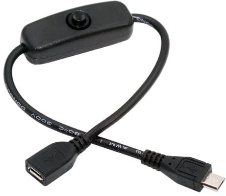 xiwai Micro USB Extender USB2.0 Micro 5Pin Male to Female Extension Cable with On Off Power Switch for DC 5V Desk Lamp LED Strip Fan [28cm]