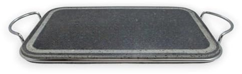 Briconess.com Piastra in Pietra lavica Telaio Rettangolare per Barbecue in Ferro 35x22x1,5 cm