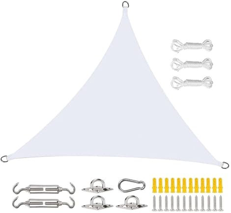 LAMEDOAT Vela Ombreggiante Triangolare Vela Ombreggiante Impermeabile 4x4x4m Protezione in Tessuto Ombreggiante UV per Terrazza Giardino Esterno (Colore : Bianca, Dimensioni : 4x4x4m)