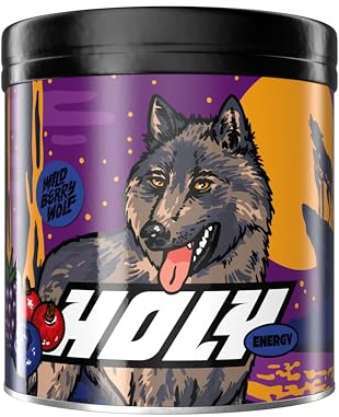 HOLY Energy 'Wildberry Wolf' Drink mit Brombeere, Blaubeere & Johannisbeere Geschmack Pulver - 50 Portionen mit NewCaff & Grüntee Extrakt - Vegan mit 100% natürlichen Aromen