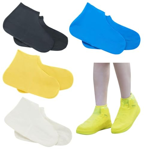 YSJCHEBS 4 Paia Di Stivali Da Pioggia, Copriscarpe Impermeabili, Scarpe Antipioggia, Copriscarpe Impermeabili In Silicone, Copriscarpe Antipioggia, Copriscarpe Riutilizzabili
