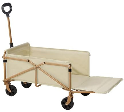 Bollerwagen Faltbar Strand Mit Heckklappe Gartenwagen Rollsitz Handwagen Klappbar Transportkarre Klappbar Leicht Camping Faltbarer Gebrauchswagen, Faltbare Heckklappe Für Outdoor Shopping(/Khaki,A)