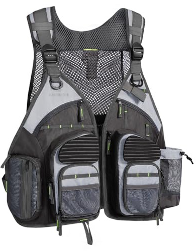 Bassdash Herren Angeln Weste Multifunktionsweste Anglerweste mit biszu max.20 Taschen für Fliegenfischen und Outdoor Freizeit