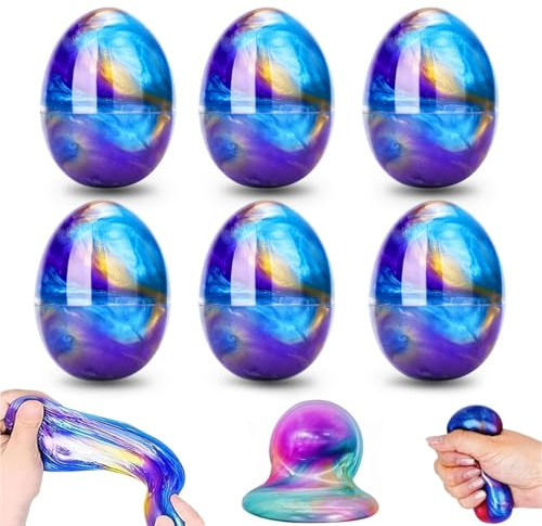 6 Stück Ostern Slime Egg Set, Galaxy Egg Slime Kit, nicht klebrig, Mess-Free und sicher für Mädchen - Ostern Spiele Geschenk Party Favors gefüllt Kindergeburtstag Party und Klassenzimmer Belohnung Set