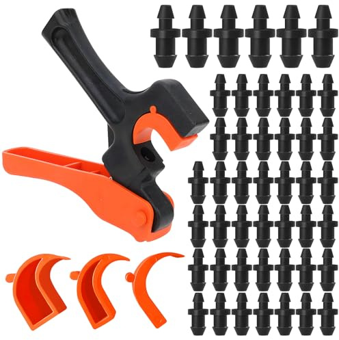 Drip Irrigation Tubing Hole Punch Tool Kit for 16/20/25/32mm PE Pipes with 50 Pcs Drip Irrigation Double-Ended Goof Plugs for 3-5mm & 4-7mm Holes- Irrigation Accessories