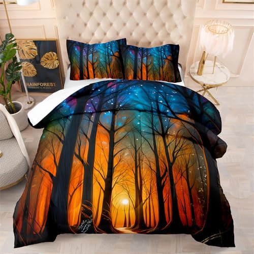 Bettdecke 200X200 Baum Bettdecken 200Gsm,Dünne Und Leichte Duvet,4 Jahreszeiten Bettdecken,Weiche Mikrofaser Bettdecke Mit 2 Kissenbezüge,Warm Steppbettdecke Für Allergiker