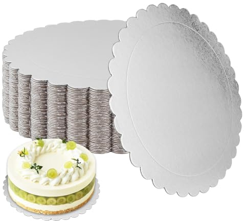 LOPYXBR 20 Stück Cakeboard 30 cm Rund, Cake Board Silber Tortenunterlage Rund, 12inch Tortenplatte Pappe für Transport Kuchen, Geburtstage, Hochzeiten, Familienfeiern, Feiertagspartys