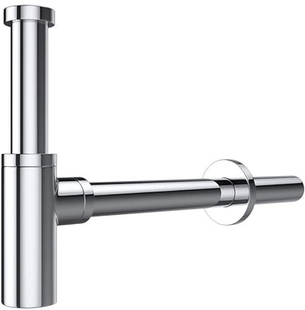 doporro Siphon Waschbecken Chrom Eckig Design Röhrensiphon für Waschbecken und Waschtisch Abflussrohr inkl. Geruchverschluss und Gummimanschetten Universal Abflussrohr 1 1/4 x Ø 32mm SIPHON05