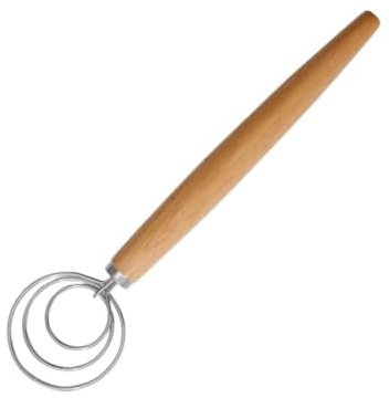 GOOPEEG Schneebesen Rührbesen Holz-Brotteigmixer Mit Edelstahl-Knethaken, Schneebesen, Handwerkzeuge, Brotbackwerkzeuge, Zubehör Quirl Küche Whisk