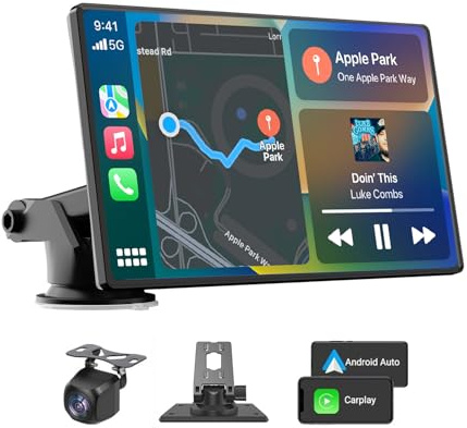 2026 Enhanced Carplay Screen for Car - 7 HD Portable Carplay & Android Auto with Bluetooth, HD Backup Camera, GPS Navigation, Siri, FM Radio, AUX, and Mirror Link – Compatible with All Vehicles