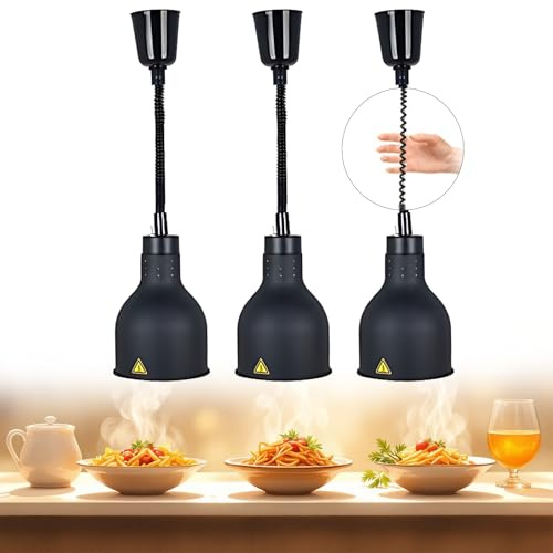 BOVDC Lampada Riscaldante per Alimenti (Nero-19cm,3 Pezzi)