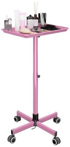 Portable Hairdresser Trolley Cart on Wheels - Adjustable Height Salon Tray for Hairstylists & Tattoo Artists - Mobile Styling Station with Multiple Storage Compartments