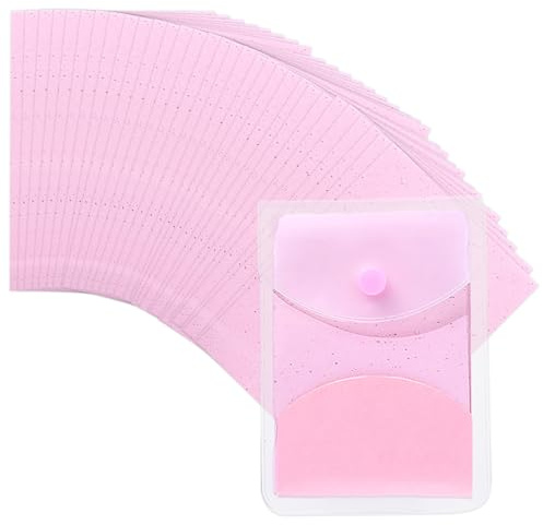 1 Pcs Oil Blotting Sheets for Face, Oil Absorbing Sheets, Cosmetic Blotting Paper for Oily Skin, Portable Face Oil Control Sheet, Facial Skin Care and Makeup, Large 10cmx7cm (Pink)