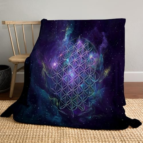 Kuscheldecke Flauschig - Heilige Geometrie Fleecedecke, Weiche Warme Flanell Sofadecke Raumstil Wohndecke für Zimmer Deko, 230x270cm, Lila