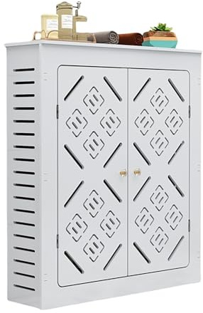 Radiator Cover with Top Storage Shelf - Louvered Grill Design, Slatted Heater Stand for Living Room, Bathroom & Home Office Furniture