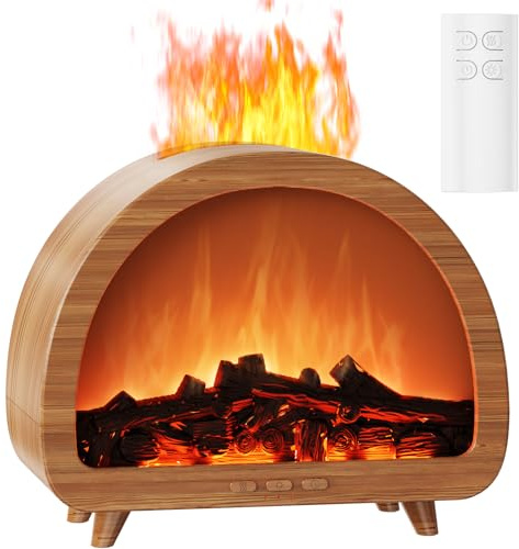 Diffuserlove Fireplace Essential Oil Diffuser Flame Aromatherapy Scent Diffuser Oil Machine Cool Mist Humidifier Colorful Fake Fire Difusor Air Diffusers for Home Room Desk Bedroom