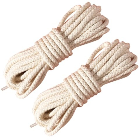 Hohopeti Lot de 2 Lacets Épais en Corde Tressée Beige 120 CM Lacets Résistants à L'Usure pour Chaussures de Sport Chaussures Décontractées et Running Solide en Coton-Lin