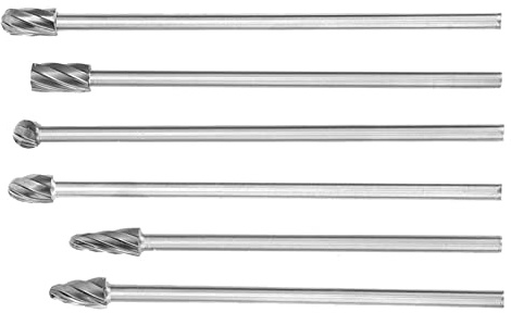 KIMISS Langes Hartmetall-Frässtift-Set, 6-teilig, 6 Mm, 1/4 Zoll Schaft, Aluminium-Drehfräser, Extra, 150 Mm, Fräser, Wolframkarbid-Frässtift-Set