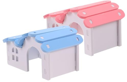 CIYODO 2 Stück Hamsterschlafnest aus Leichtem PVC Komfortables Kleintierversteck für Kleine Haustiere Wie Ratten mit Sicherem Schlafplatz in Rosa und Blau