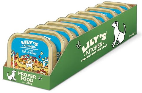Lily's Kitchen Wet Dog Food – Pub Lunch Fish and Chips, 10 x 150g Trays. Complete Nutrion, with Natural Ingredients for Adult Dogs