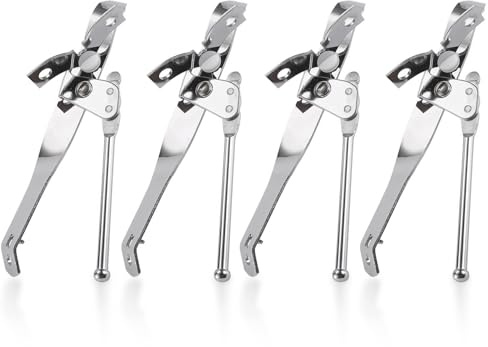 NIDHFG 4-Piece Stainless Steel Butterfly Can Opener, Multi-Function Bottle Opener, Safe, Smooth And Easy To Operate, Suitable For Kitchen And Camping Use (Silver).
