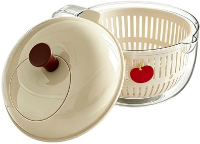 Wechxfau Centrifuga per Lavaggio Frutta | Gadget Cucina Pulizia a Manovella - Centrifuga Manuale per Lavaggio Frutta e Verdura - per Ortaggi Insalate Frutti di Bosco Casa Cucina Campagna Campeggio