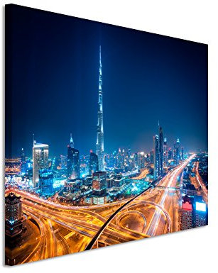 Paul Sinus Art Kunstfoto auf Leinwand 60x40cm Urbane Fotografie – Downtown Skyline, Dubai, UAE auf Leinwand exklusives Wandbild moderne Fotografie für ihre Wand in vielen Größen