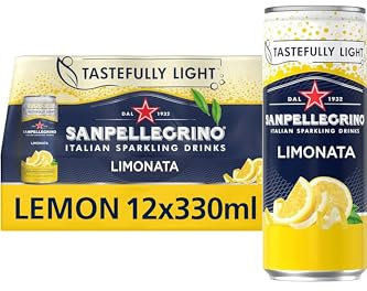 San Pellegrino Italian Sparkling Drinks Tastefully Light Sparkling Lemon Canned Soft Drink 12 x 330ml | 73k Cals per Can