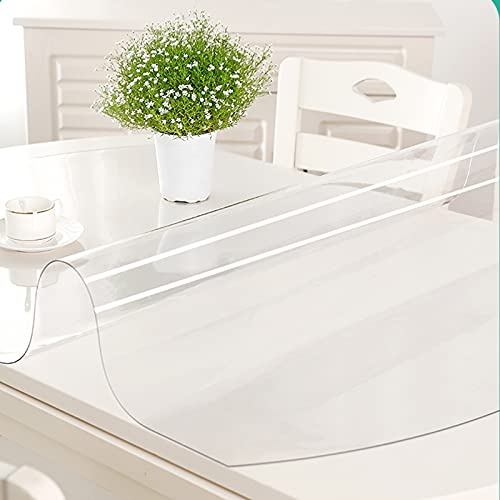 Zlovne Tovaglia Trasparente PVC per Tavolo da Pranzo da Cucina Ovale,Pellicola Protettiva per Tavolo in Vetro Morbido,1 mm di Spessore,Tovaglie in Olio-Prova a Impermeabile (90x140cm/35x55inch)