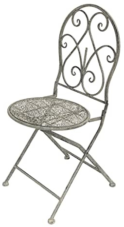 DanDiBo Gartenstuhl Metall Grau Weiß 96127 Metallstuhl Stuhl Garten Vintage Eisen Nostalgie Eisenstuhl Antik
