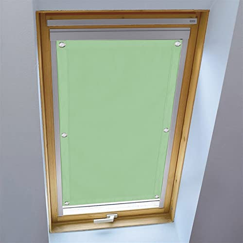 LIVEINU Dachfensterrollo für Dachfenster Verdunkelungsrollo Sonnenschutzrollo UV Schutz Thermo Rollo mit Saugnäpfe Ohne Bohren 100% Blickdicht für Reisen Autos 48x93cm Grün