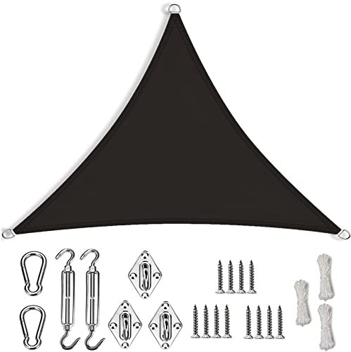 Vela Ombreggiante 1.5x1.5x1.5m Antivento Impermeabile Protezione Raggi UV Vela Ombreggiante Parasole con Kit di Fissaggio per Giardino Terrazzo Balcone, Nero