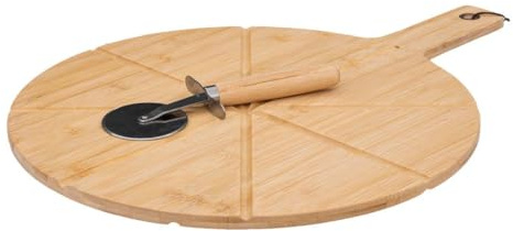 5five - planche à découper pizza avec roulette bambou 37cm