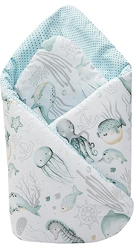 Medi Partners Nyfödd sovsäck 100% bomull 75 x 75 cm året runt barn croissant multifunktionell anti-allergisk (ocean)