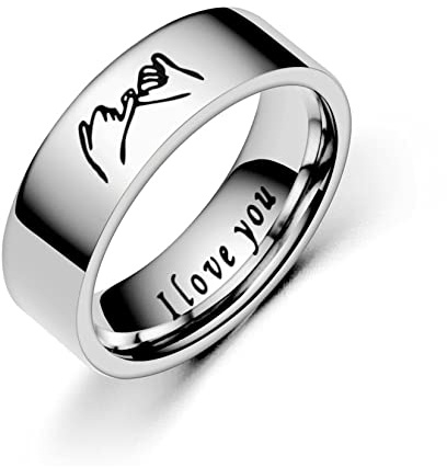 Yifnny Anello Coppia, 2 Pezzi Anello di Promessa Mignolo per Coppie Anello Mano nella Mano I LOVE YOU Anello dell'Amicizia Abbinato Fedi Fidanzamento per Uomo Donna (Argento, taglia 10)