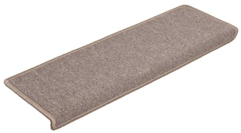 vidaXL Alfombrillas para escaleras 15 Unidades 65x21x4 cm Marrón Claro Borde Rectangular