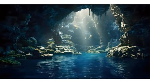 MIRRORANG 120x46cm Aquarium Hintergrund Berg Steine Höhle Aquarium Hintergrund Fluss Bett & See Fisch Tank Hintergrund Vinyl Hintergrund