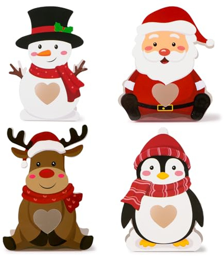 BETESSIN 48 Stück Geschenkboxen Weihnachten - Papierschachtel mit Weihnachtsmotiven - Weihnachtstüten für Adventskalender zum Befüllen - Kleine Tüten für Kleinigkeiten und Geschenke