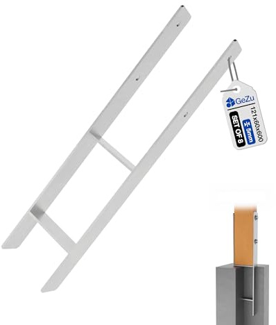 GeZu Impex Anclaje para Poste H 121 x 600 mm Juego of 8 | Galvanizado en Caliente Soportes de Anclaje Base Elevada