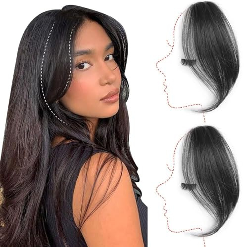TTPSRY Frange Latérale Naturelle Extension Cheveux Clip Mèche Frontale Coiffure Changement Look Instantané Accessoire Capillaire Ajustable