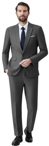 Autsel Anzug Herren Anzüge 2 Teilig Slim Fit Business Herrenanzug Hochzeit 2-Teilig Sakko Anzughose Dunkelgrau XL