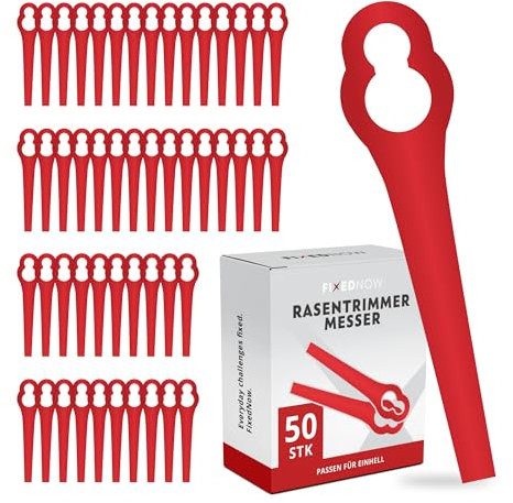 FixedNow 50 x Ersatzmesser Kompatibel mit Einhell Rasentrimmer | Kunststoffmesser Ersatzteile | Passend für Einhell GE GC BG RG Modelle und mehr