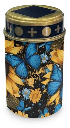HUGS IDEA Lanternes solaires en forme de papillon bleu et tournesols pour cimetière, étanches, décoration mémorielle religieuse pour jardins et tombes d'été